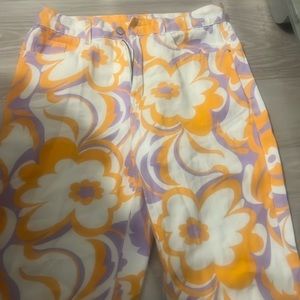 Floral wide leg pants